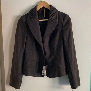 Piazza Sempione Womens Blazer Size 4 Charcoal Textured Jacket NWT Italian 40